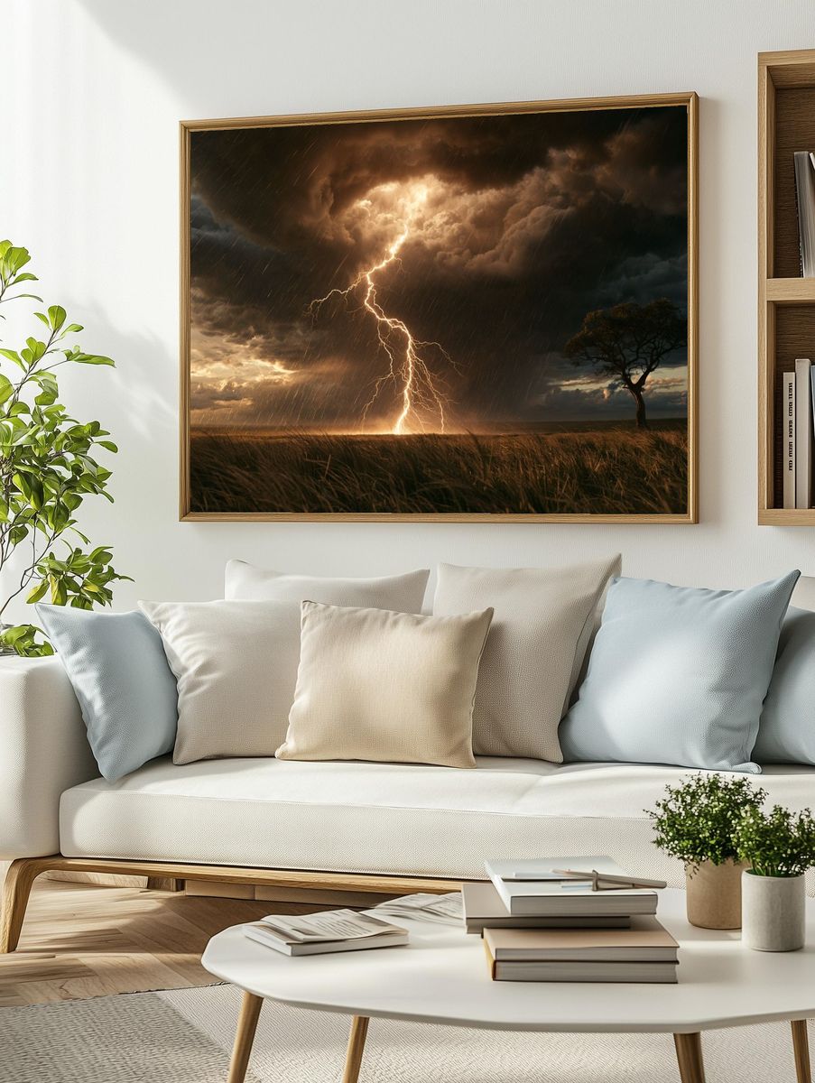 Lightning Storm Over Savanna Poster. — room view 2