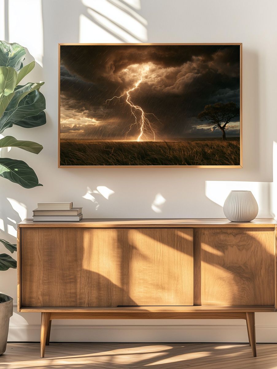 Lightning Storm Over Savanna Poster. — room view 3