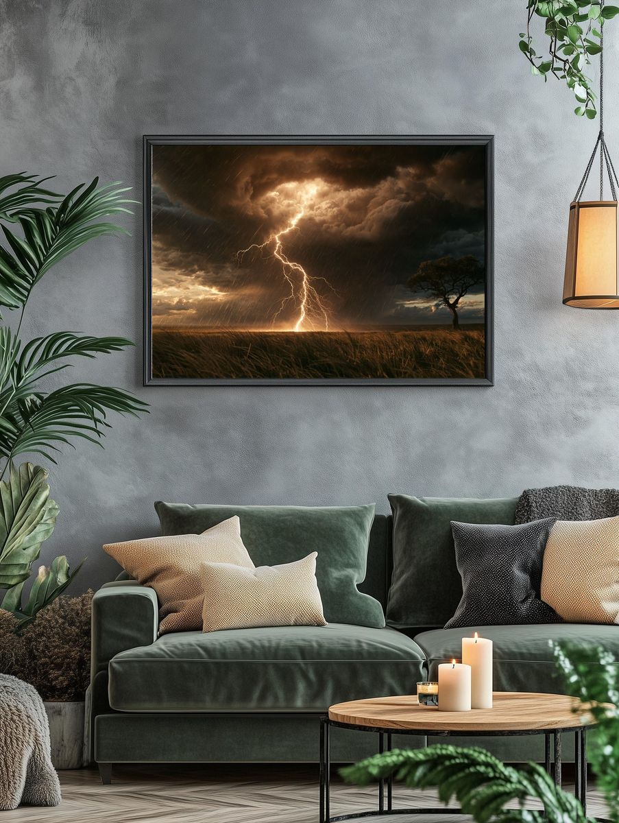 Lightning Storm Over Savanna Poster. — room view 4
