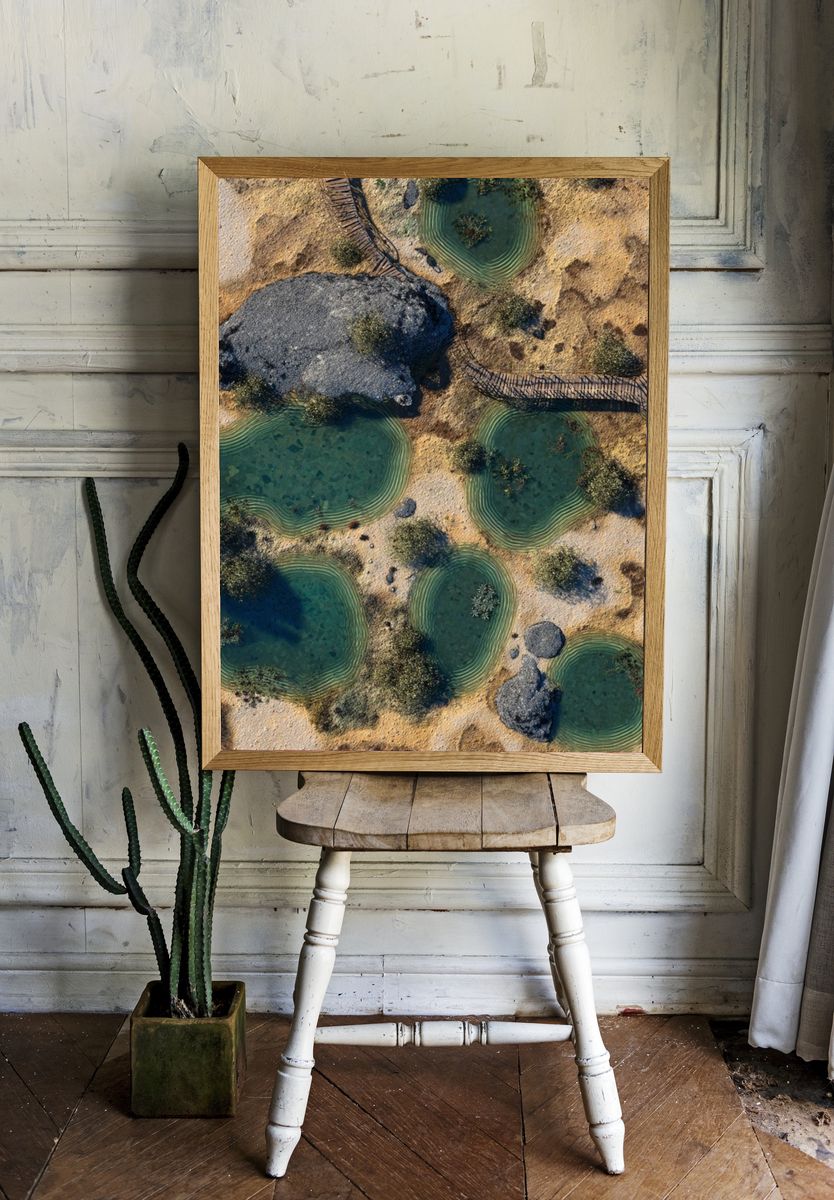 Aerial of Desert Oasis — Nature Print. room preview