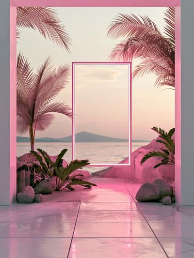 Pink Tropical Sunset Print. poster print