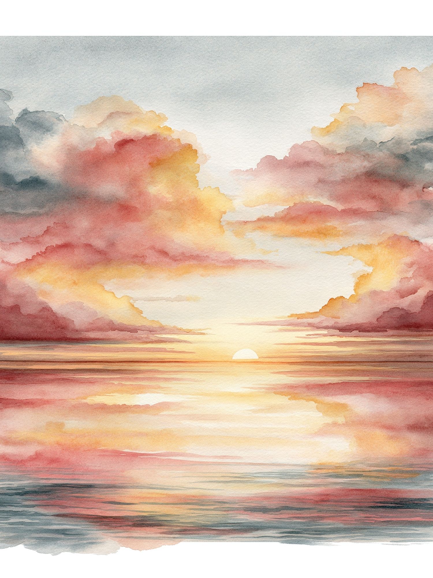 Sunset Clouds Watercolor Print. poster — nature art