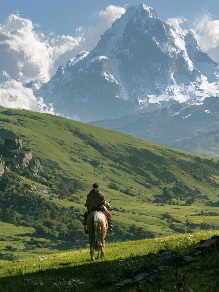 Alpine Rider Landscape Poster. poster detail