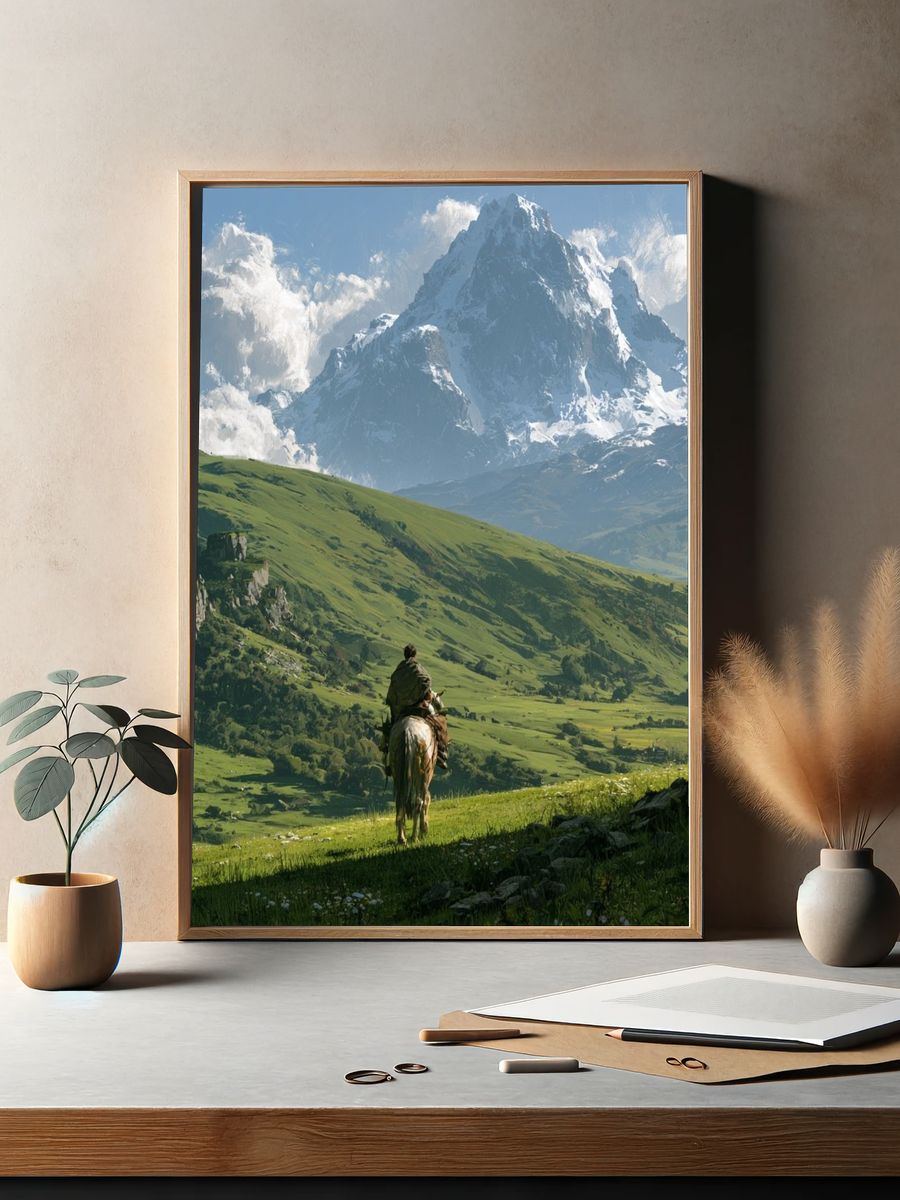 Alpine Rider Landscape Poster. — room view 2
