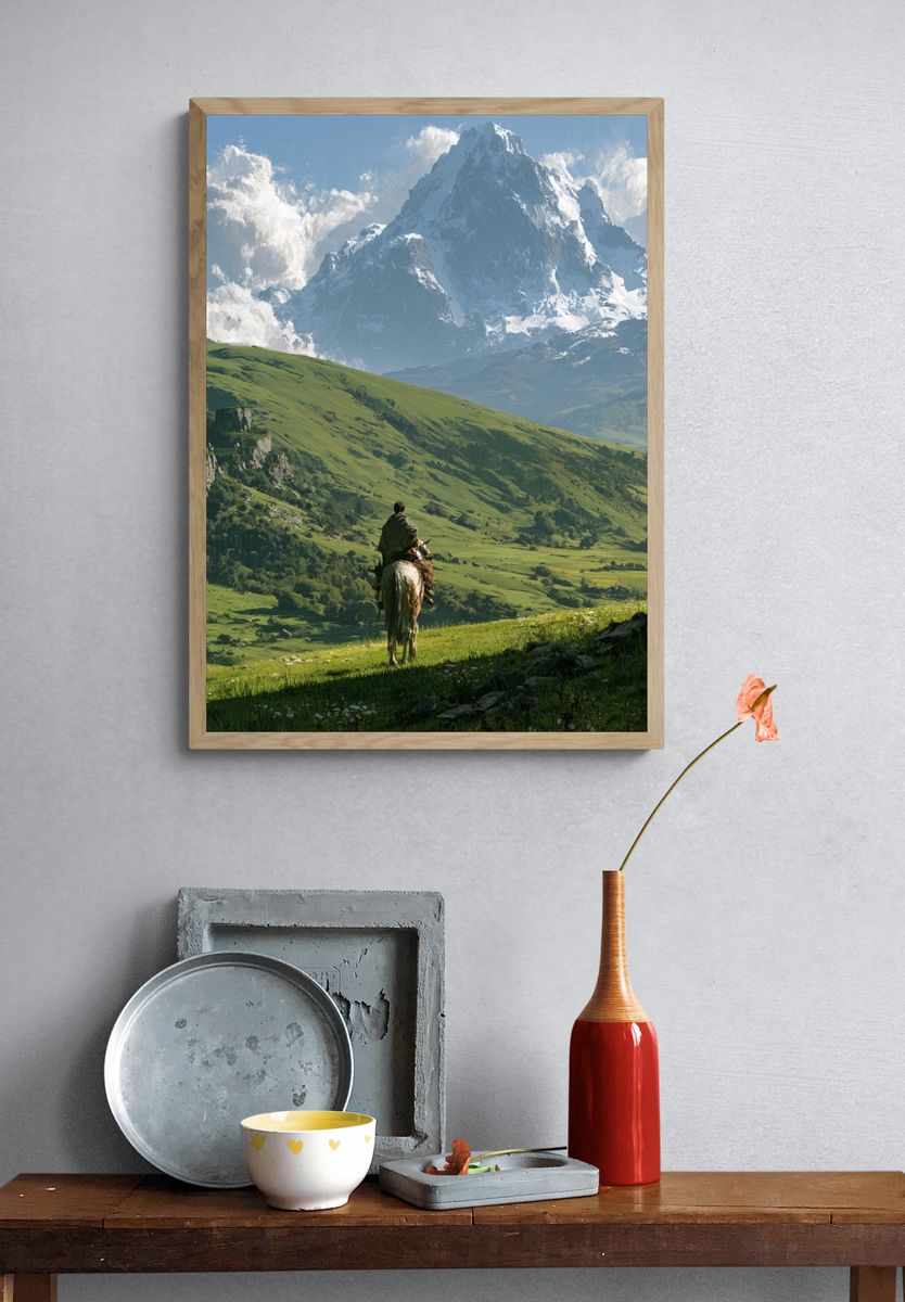 Alpine Rider Landscape Poster. — room view 3