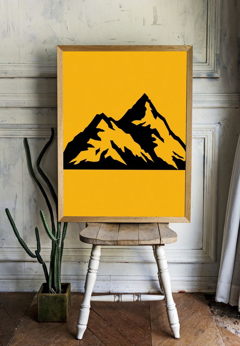 Mountain Silhouette Minimalist Poster. — room view 1