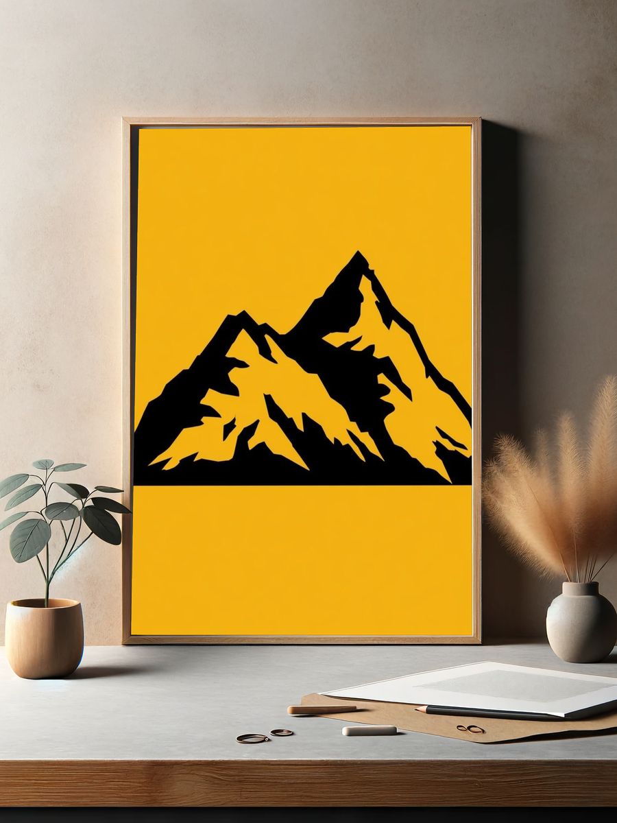 Mountain Silhouette Minimalist Poster. — room view 2