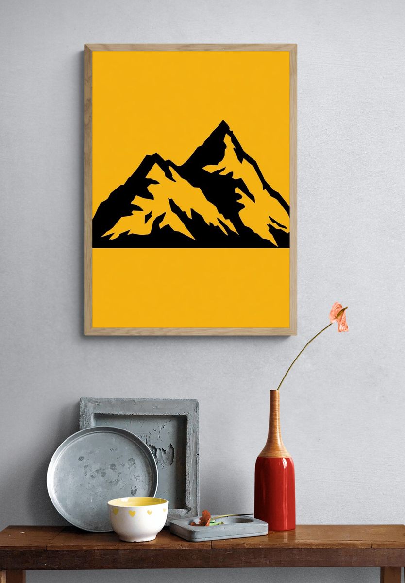 Mountain Silhouette Minimalist Poster. — room view 3