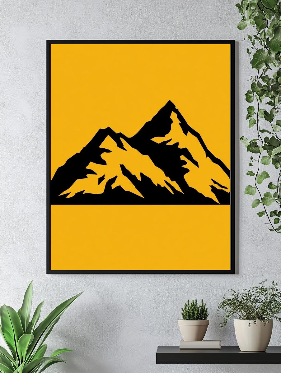 Mountain Silhouette Minimalist Poster. — room view 4