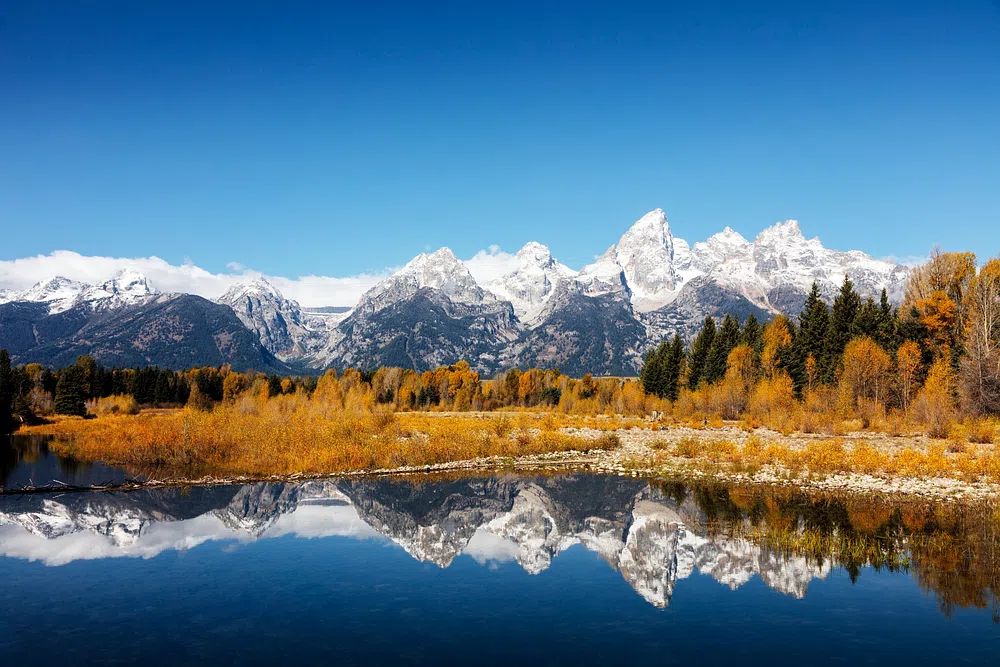 majestic peaks Teton Range reflect. poster detail
