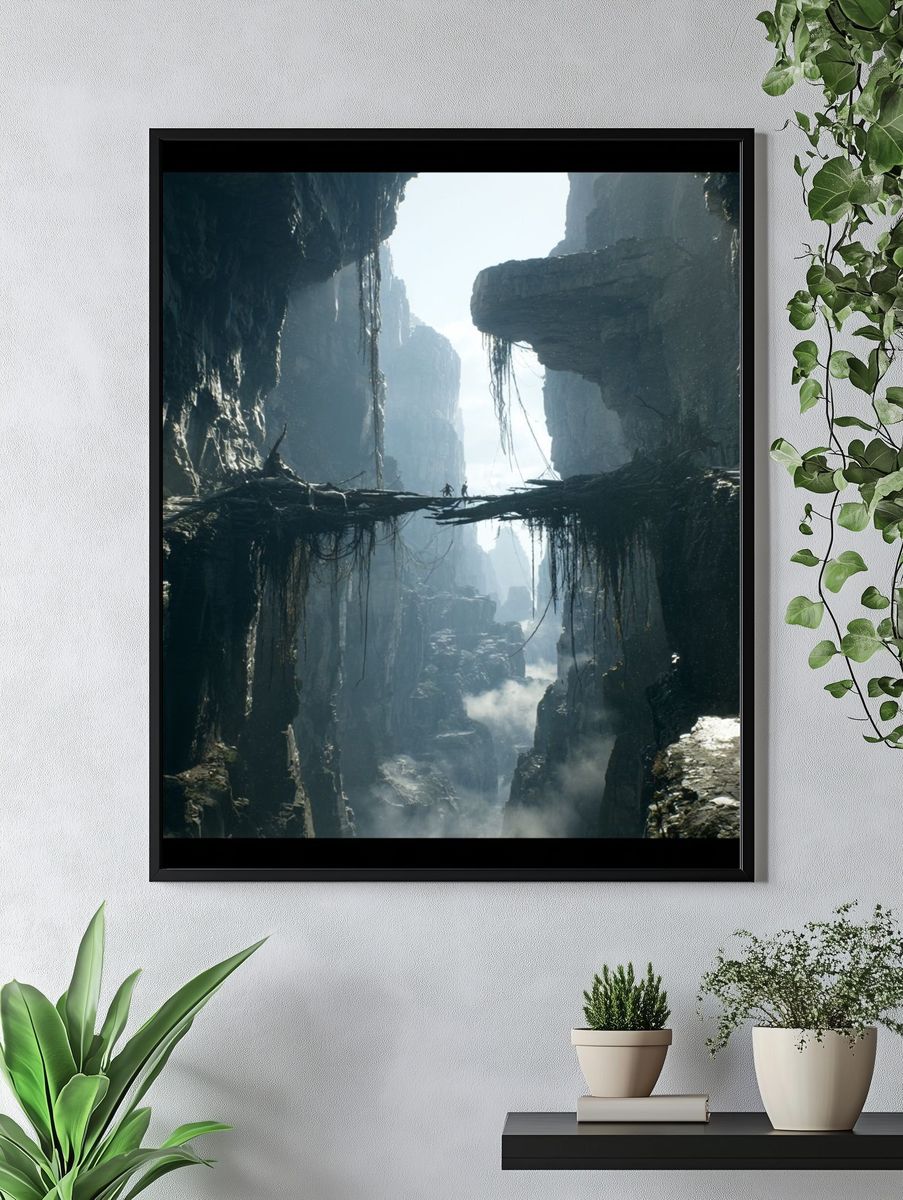 Misty Canyon Bridge Landscape Print. — room view 4