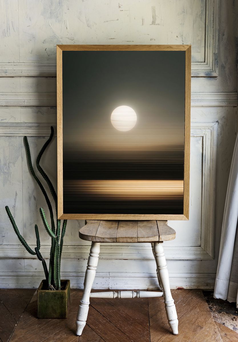 Golden Moon Horizon Abstract Print. room preview