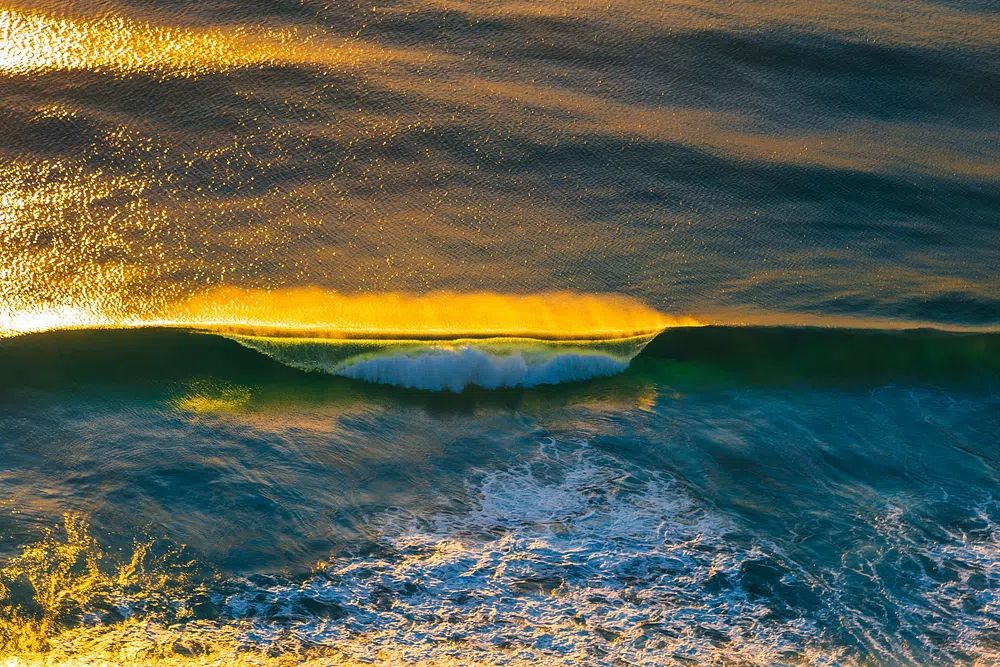 Golden Ocean Wave Print. poster — nature art