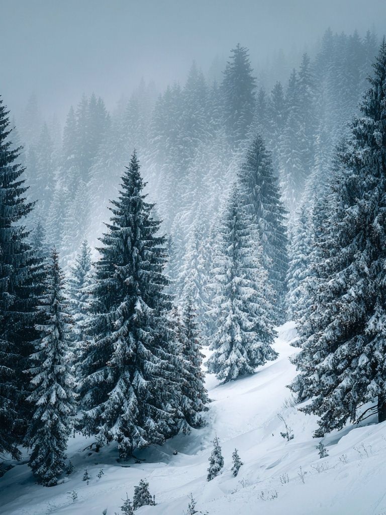 Snowy Pine Forest Landscape Poster. poster — nature art