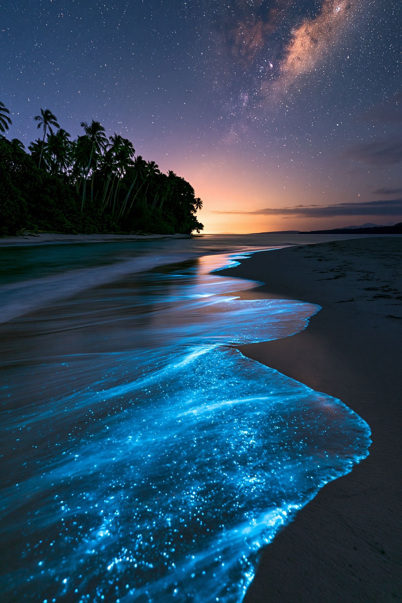 Bioluminescent Beach Nightscape Poster. poster — nature art