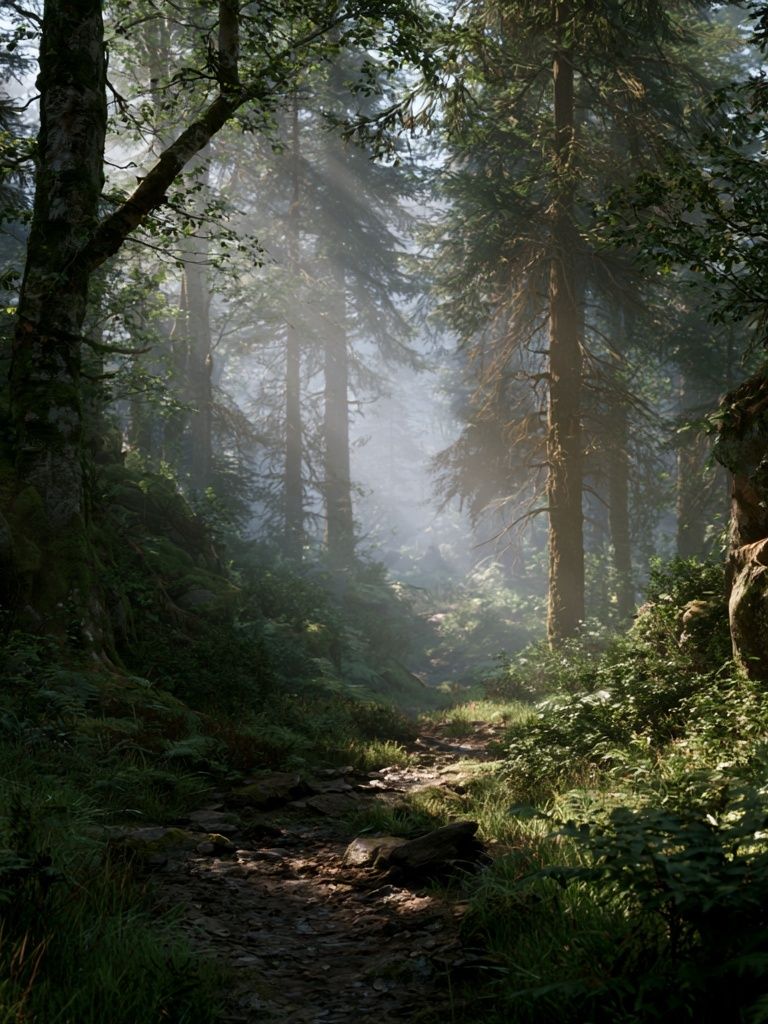 Misty Forest Path Poster. poster detail