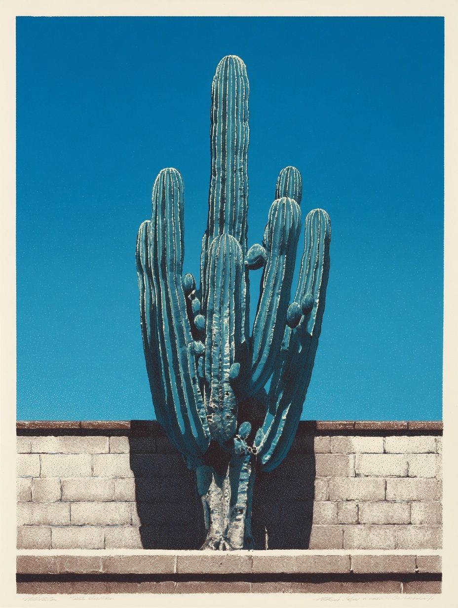 Blue Cactus Desert Print. poster — nature art