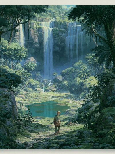 Jungle Waterfall Adventure Print.