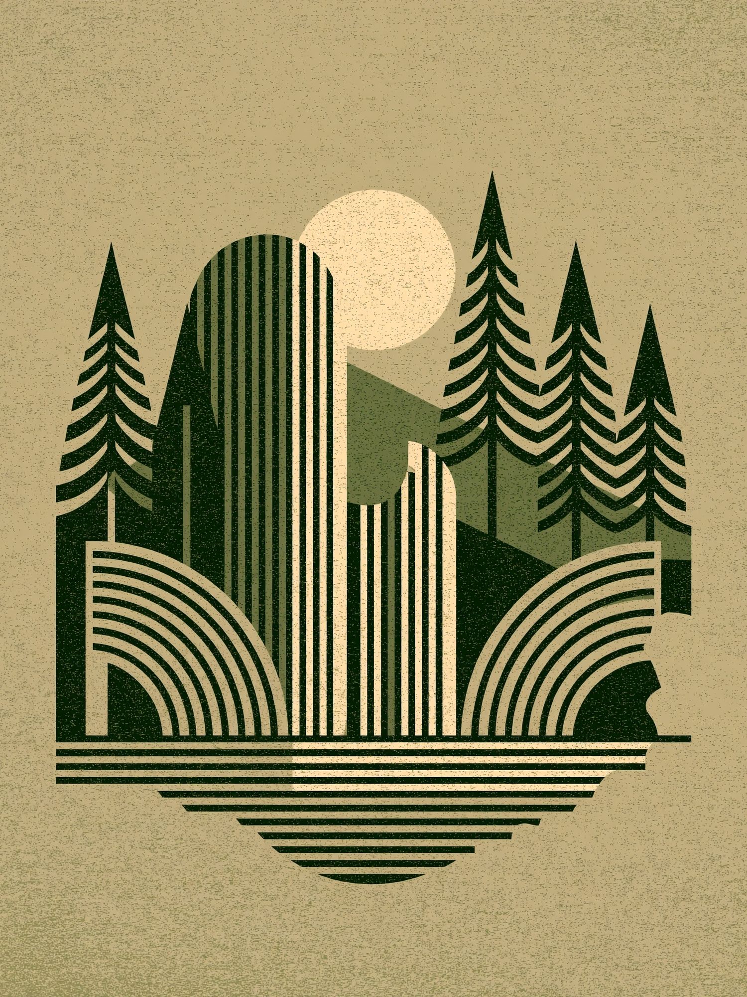 Geometric Forest Sunset Print. poster detail