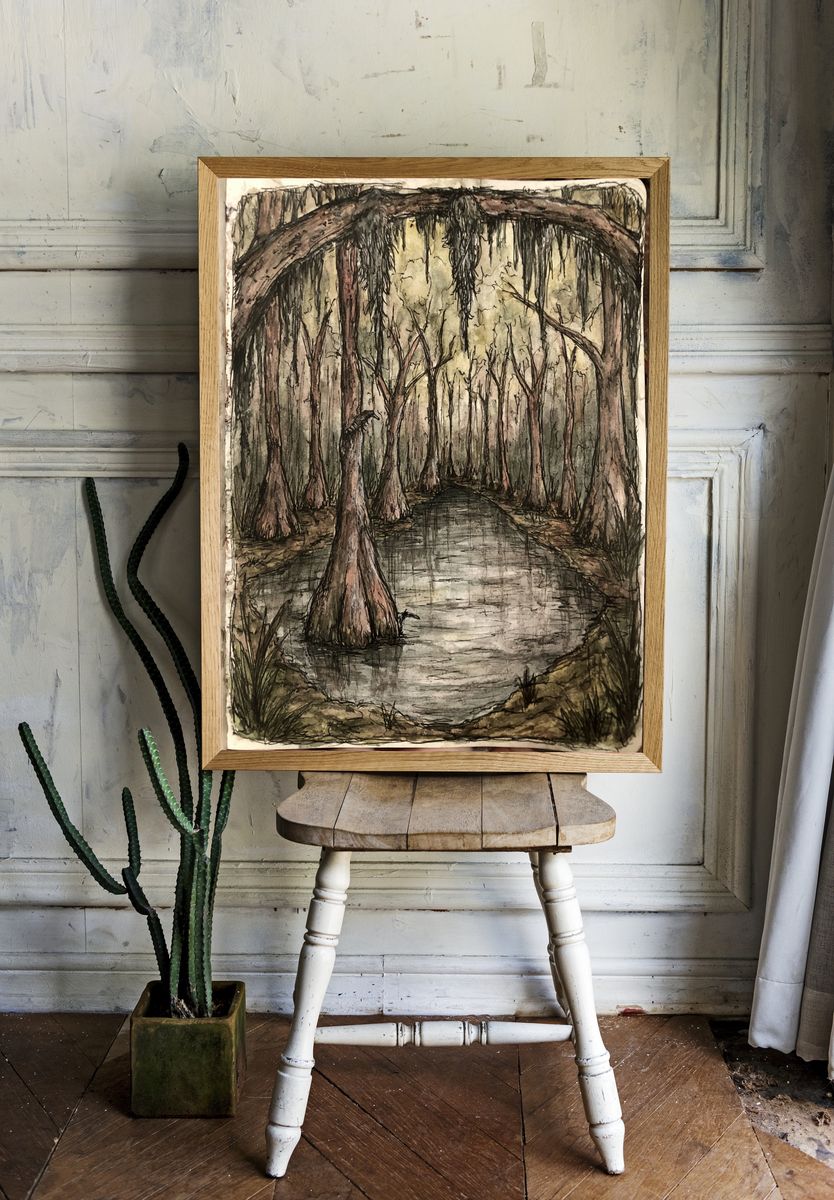 Swamp Forest Watercolor Poster. — room view 1