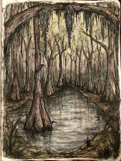 Swamp Forest Watercolor Poster.