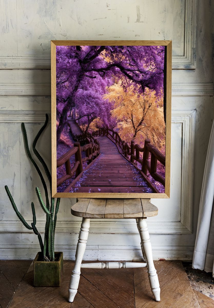 Autumn Forest Stairway Poster. — room view 1