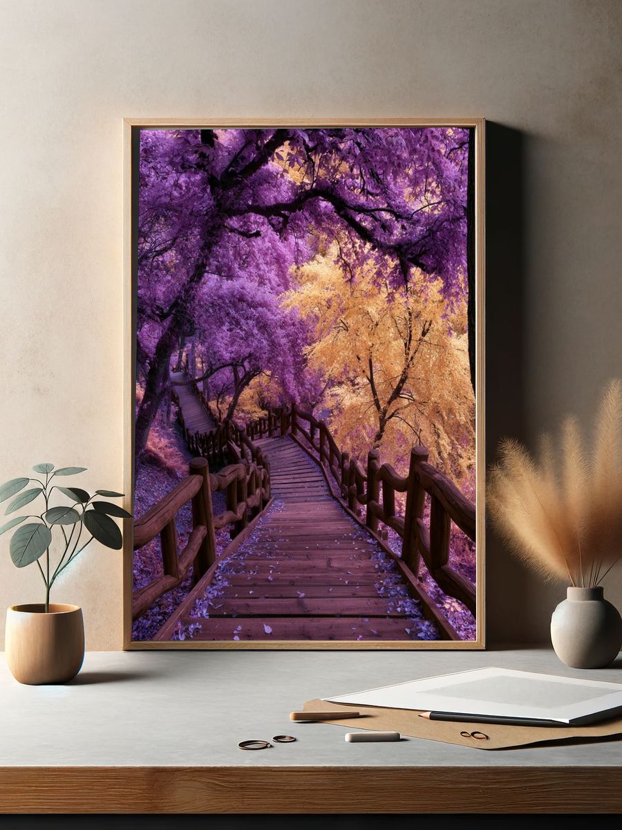 Autumn Forest Stairway Poster. — room view 2