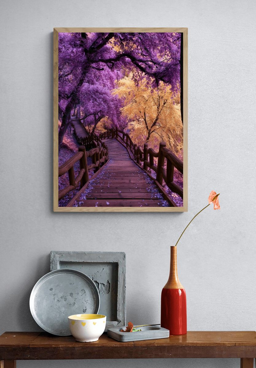 Autumn Forest Stairway Poster. — room view 3