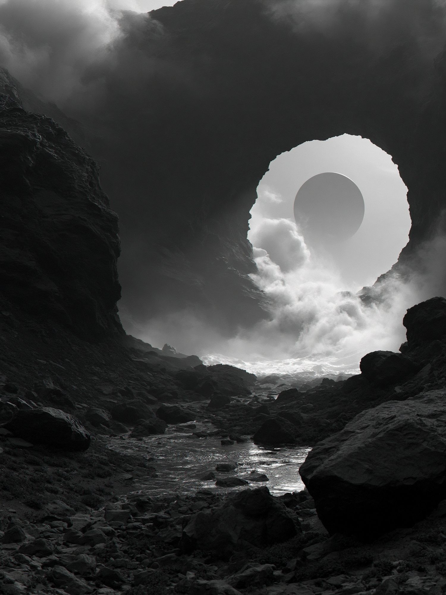 Eclipse Cave Landscape Print. poster detail