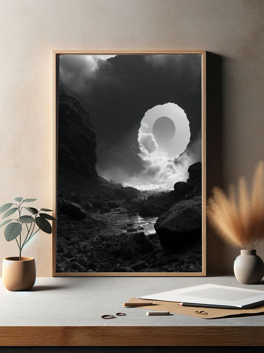 Eclipse Cave Landscape Print. — room view 2