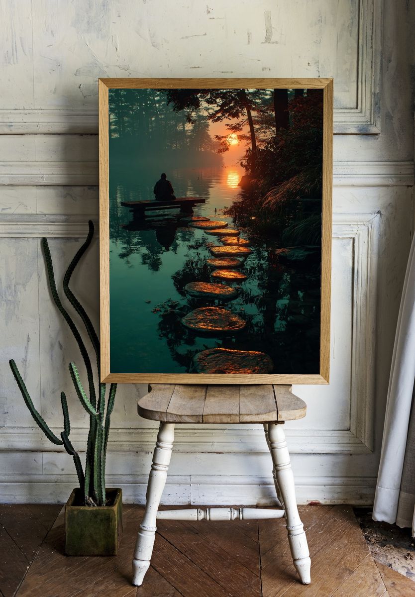 Sunset Forest Meditation Print. room preview