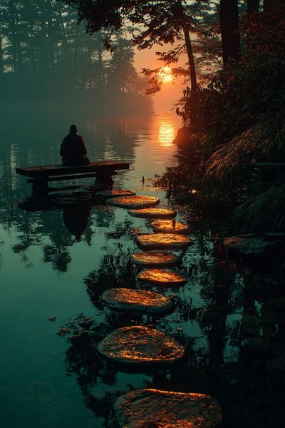 Sunset Forest Meditation Print.