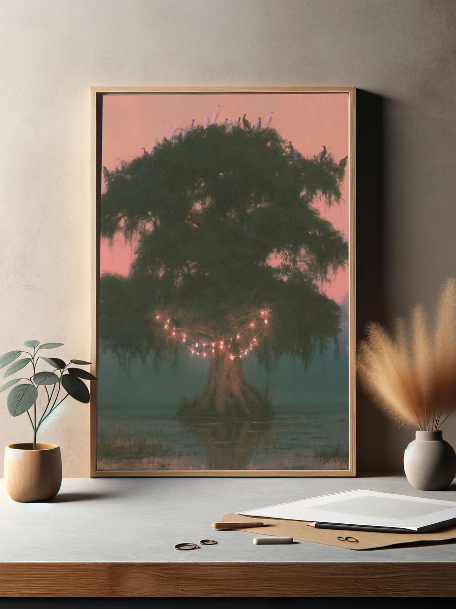 Enchanted Tree at Dusk Print. — room view 2