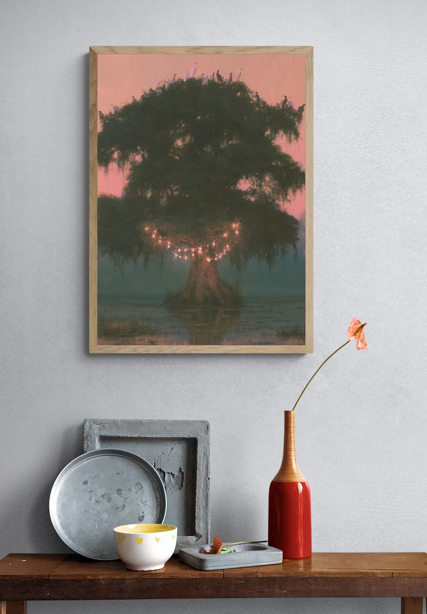Enchanted Tree at Dusk Print. — room view 3