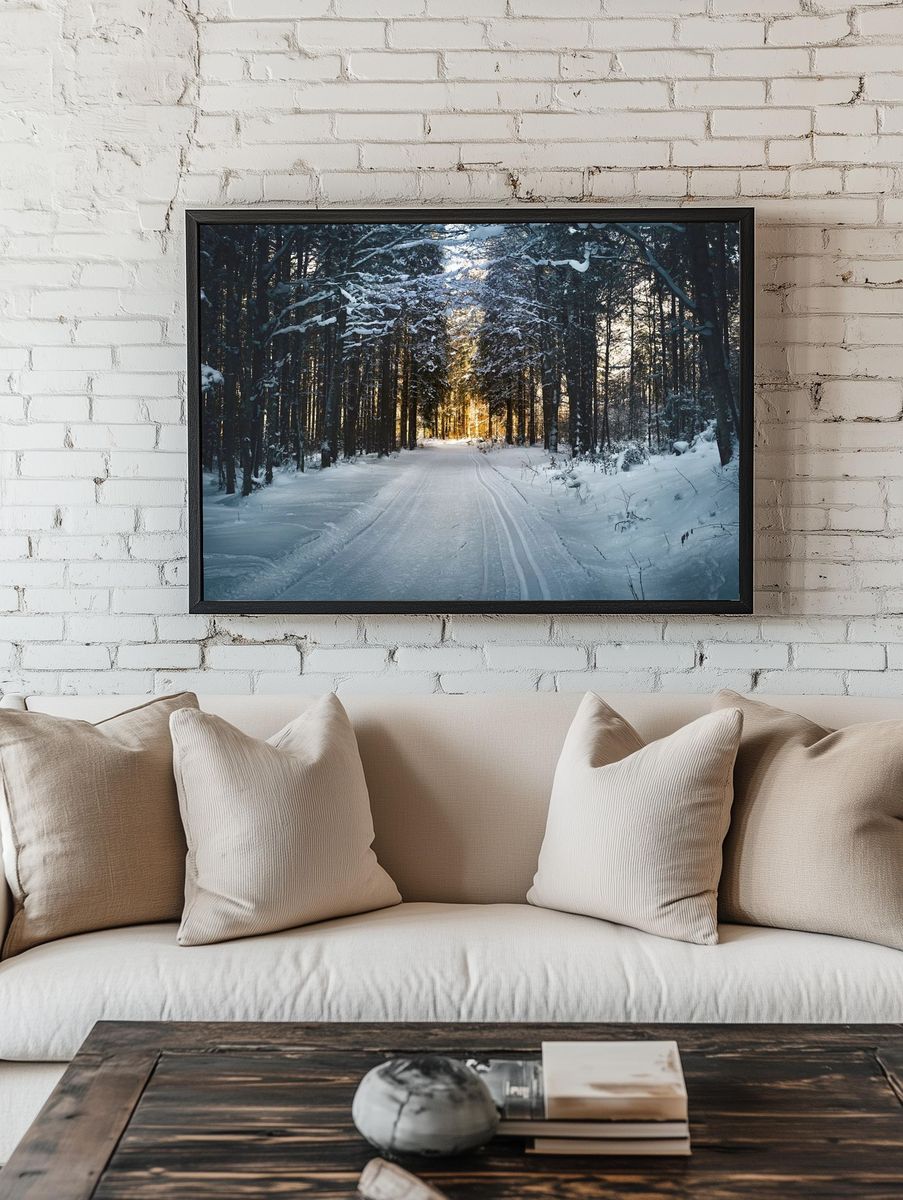 Snowy Forest Path Poster room preview