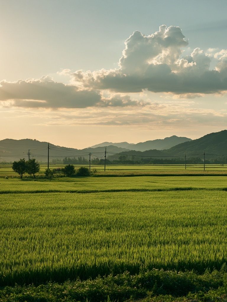 Golden Rice Fields Landscape Poster. poster — nature art