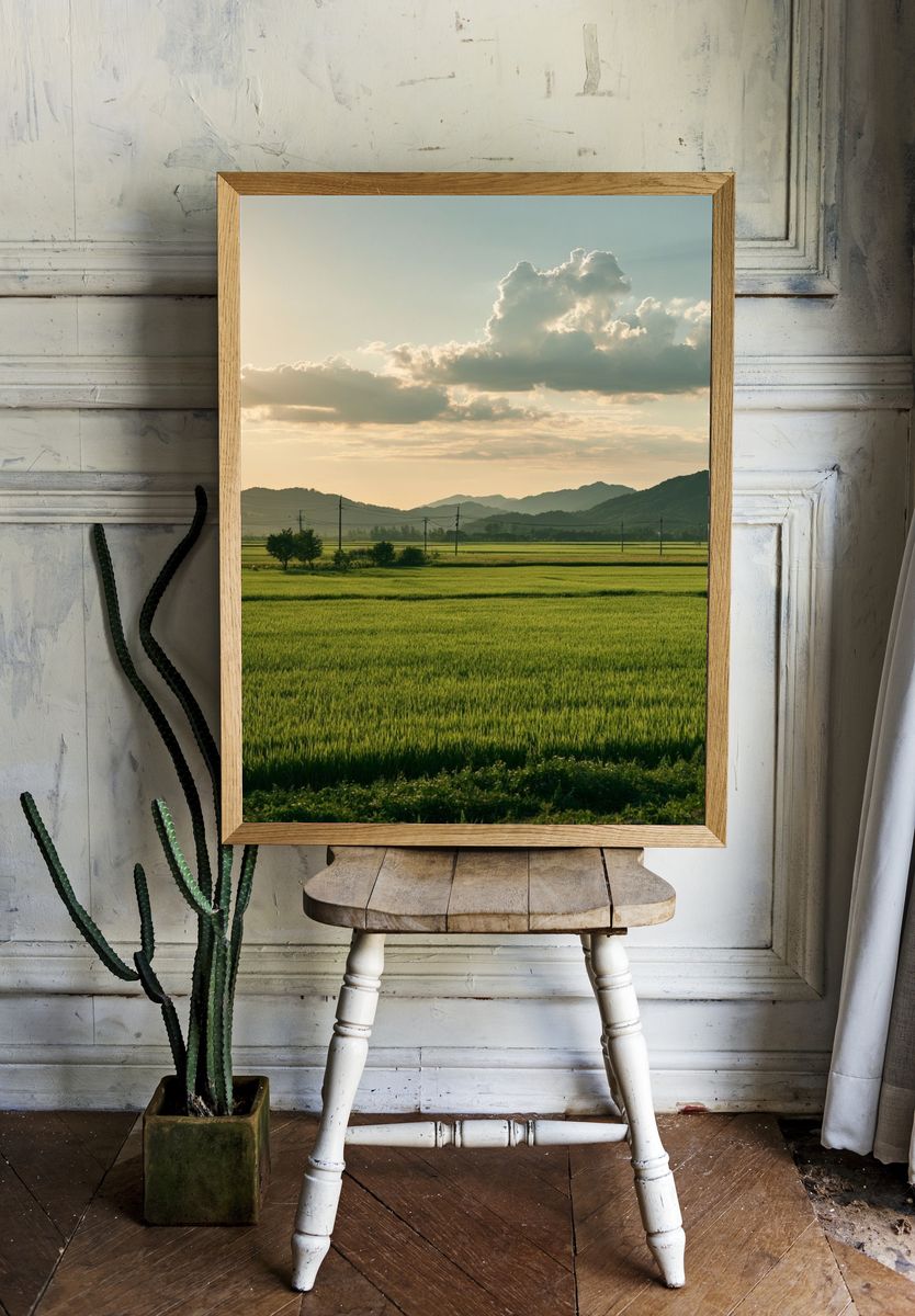 Golden Rice Fields Landscape Poster. — room view 1