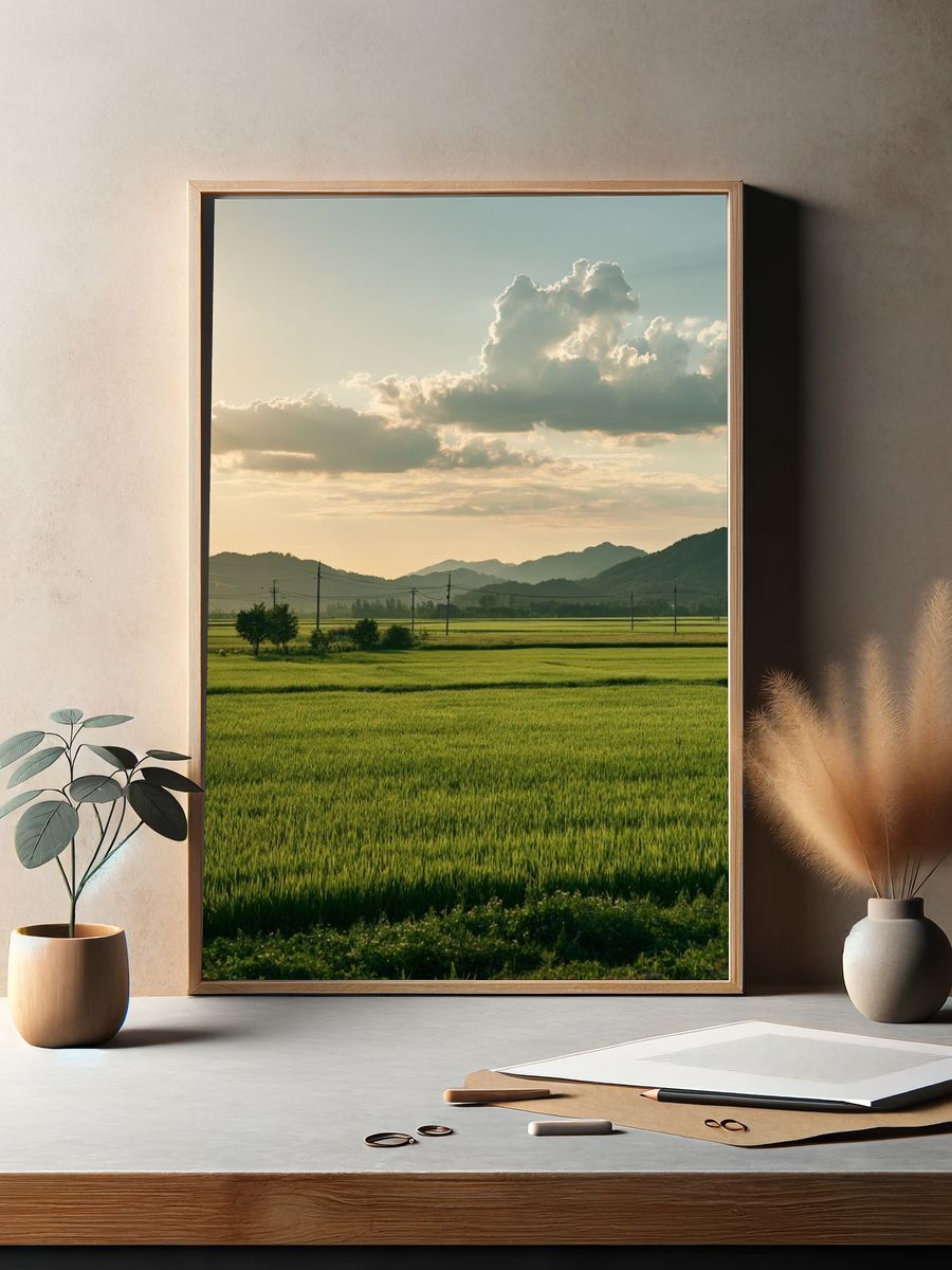 Golden Rice Fields Landscape Poster. — room view 2