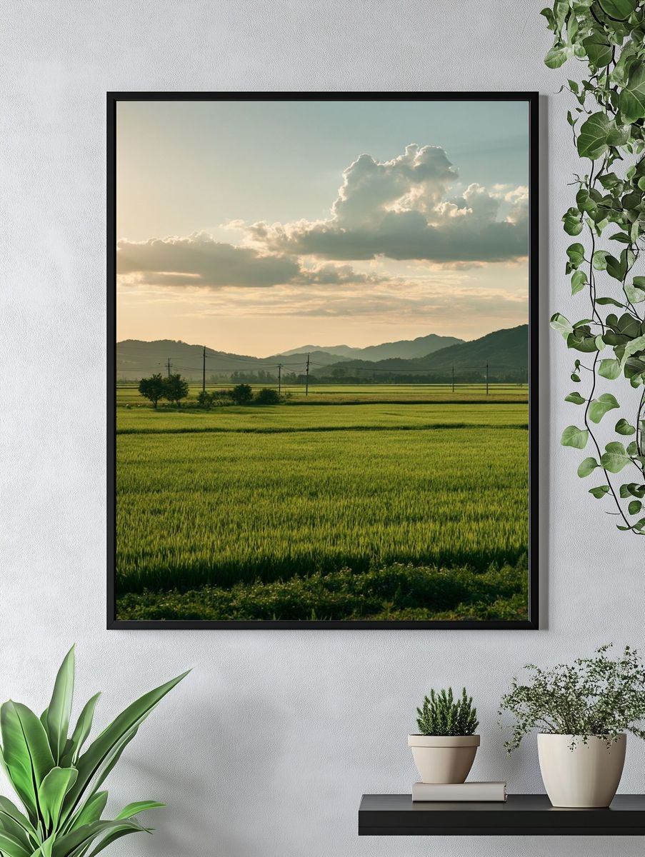 Golden Rice Fields Landscape Poster. — room view 4