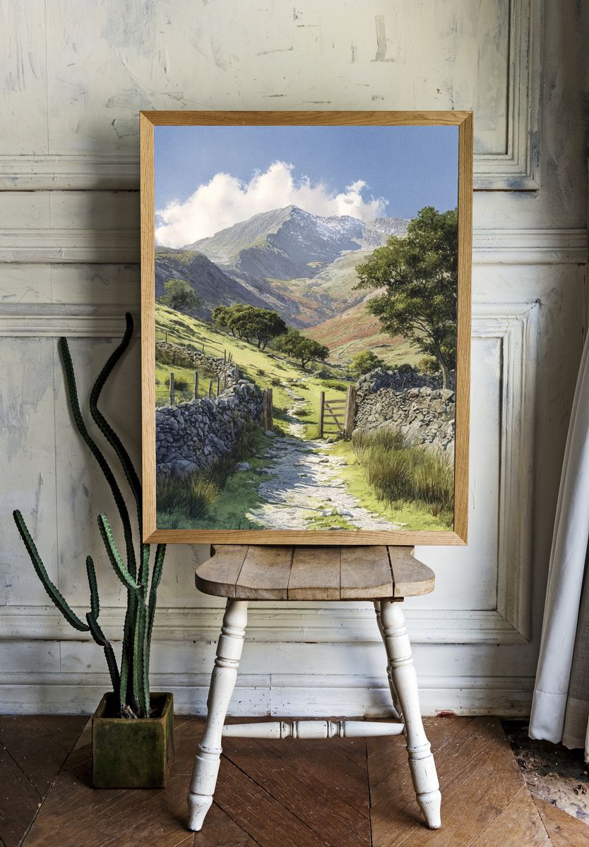 Mountain Path Watercolor Poster. room preview