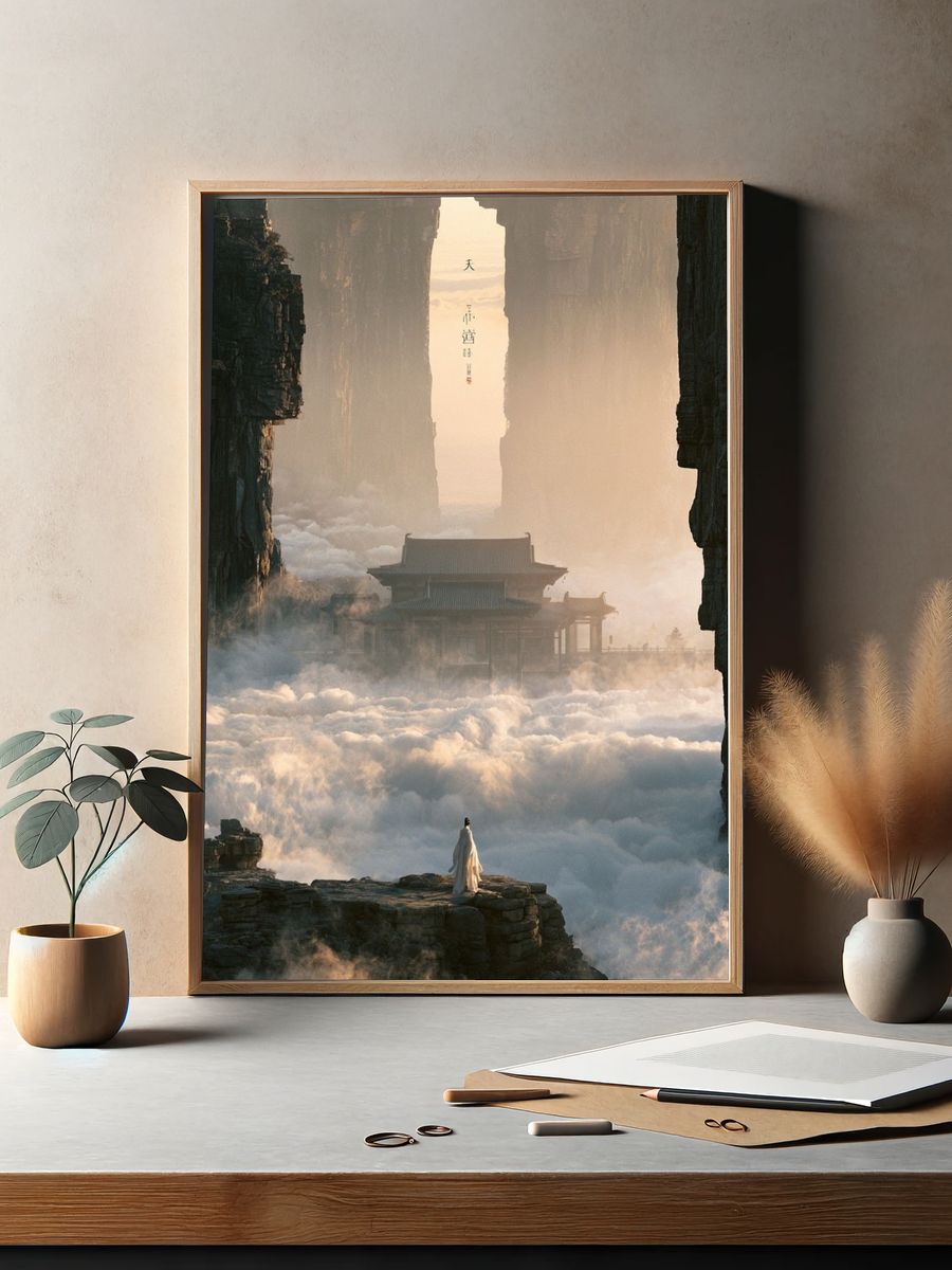 Celestial Mountain Temple Print. — room view 2