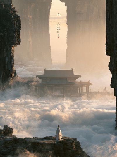 Celestial Mountain Temple Print.