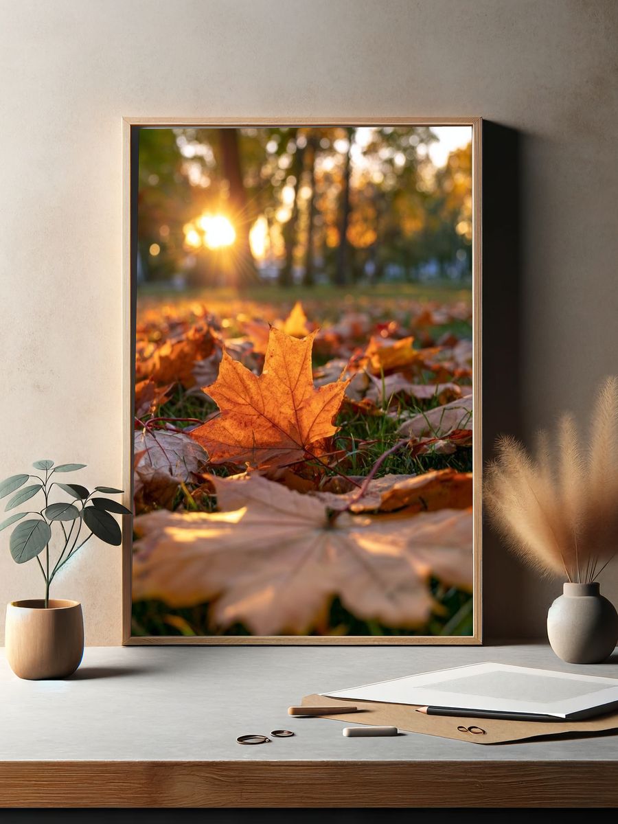 Autumn Leaves at Sunset Poster. — room view 2