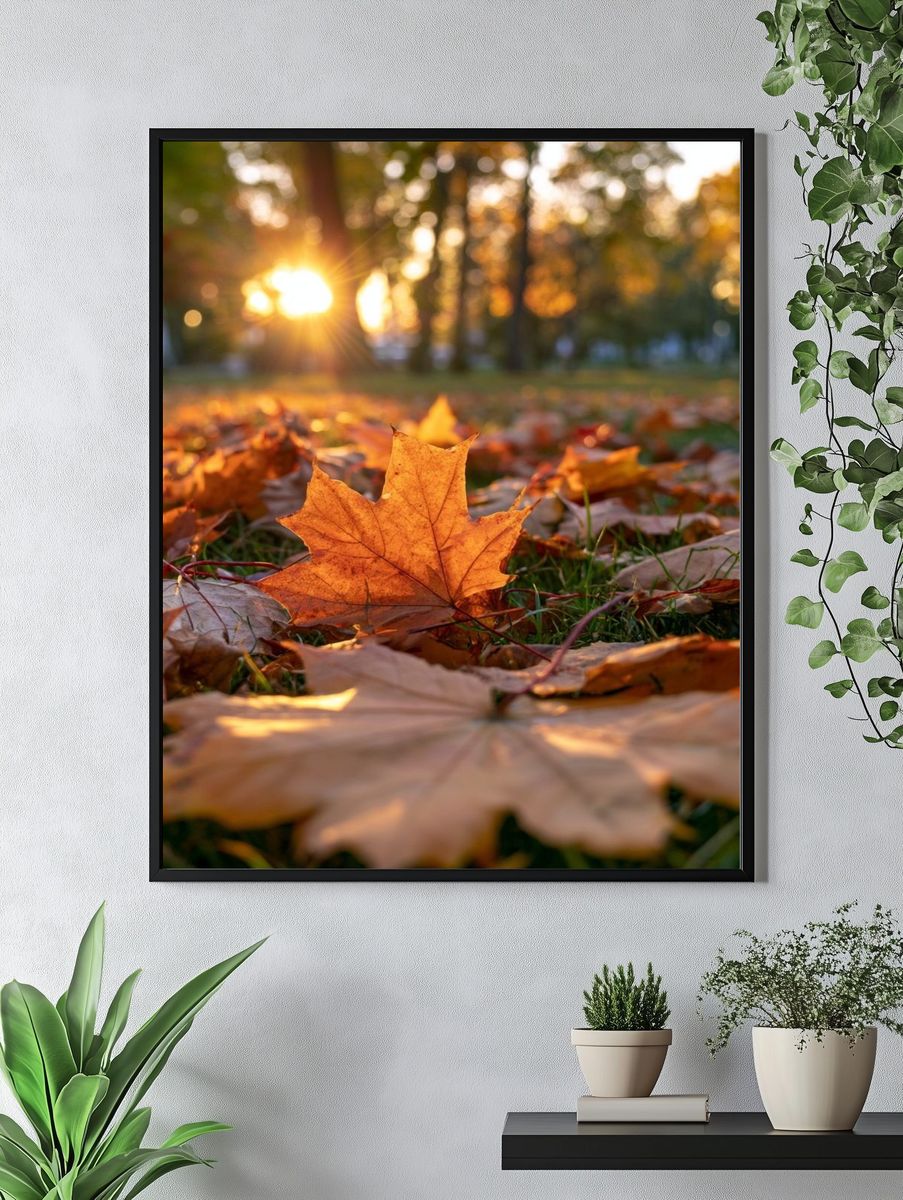 Autumn Leaves at Sunset Poster. — room view 4