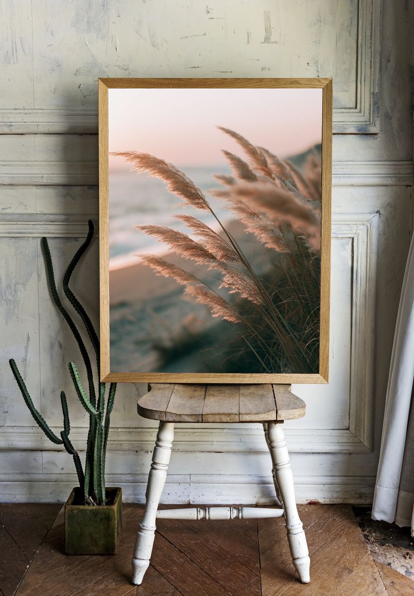 Coastal Reeds at Sunset Print. room preview