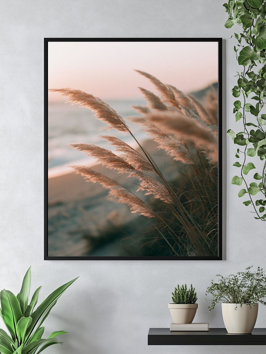 Coastal Reeds at Sunset Print. — room view 4