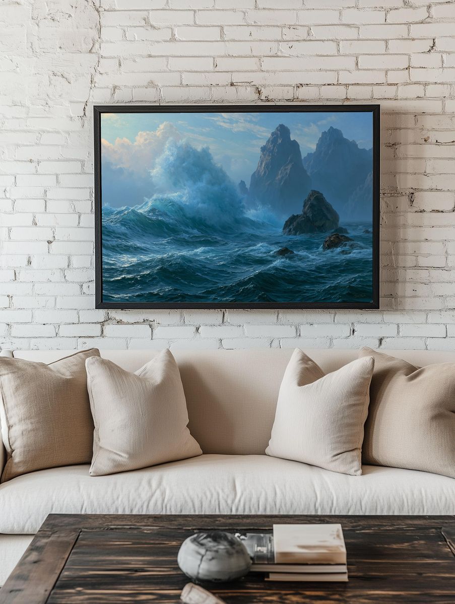 Stormy Sea Cliffs — Fine-Art Print. room preview