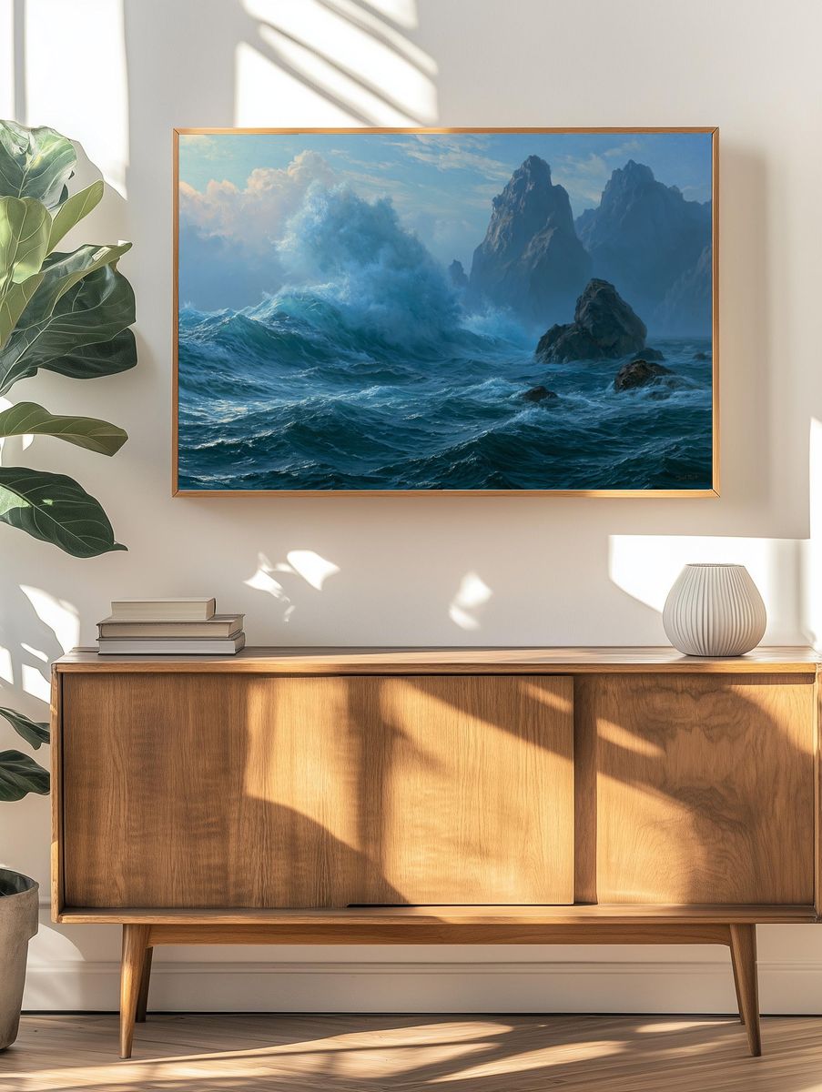 Stormy Sea Cliffs — Fine-Art Print. — room view 3