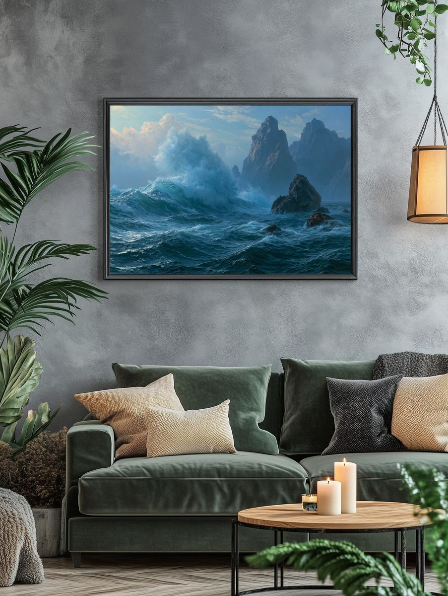Stormy Sea Cliffs — Fine-Art Print. — room view 4