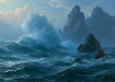 Stormy Sea Cliffs — Fine-Art Print. poster
